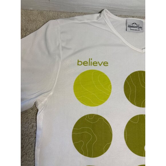 Vapor Apparel Believe & You Will Achieve Graphic T-Shirt Med V Neck White Green - Picture 3 of 9